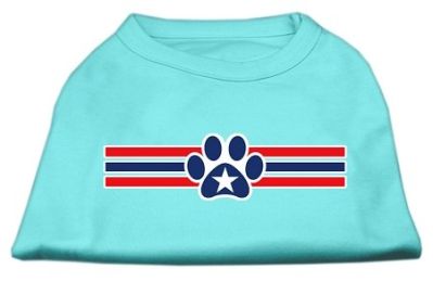 Patriotic Star Paw Screen Print Shirts (Color: Aqua, size: XXXL)