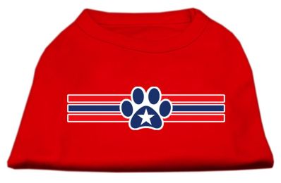 Patriotic Star Paw Screen Print Shirts (Color: Red, size: XXXL)